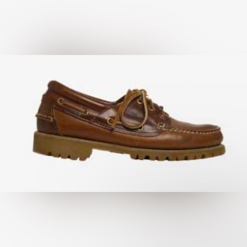 NWOT Froats Classic Brown Leather Lug Sole Boat Shoes Size 10